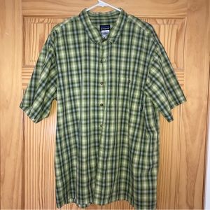 Patagonia Organic Cotton Ombré  Men’s Short Sleeve Shirt - green plaid XL
